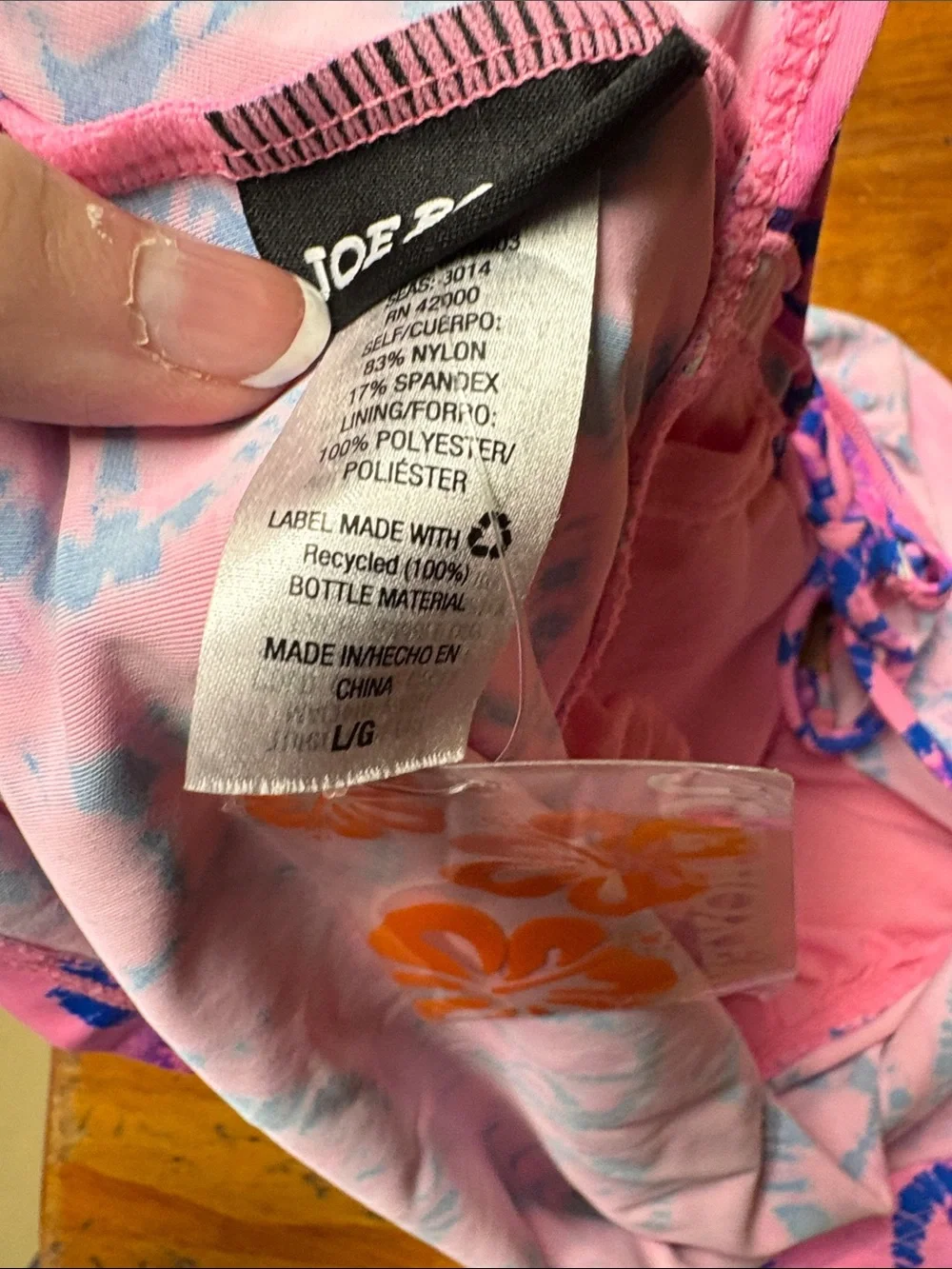 Jr size Teen Joe Boxer Pink and Blue Tie-Dye Peace Sign Tankini Top